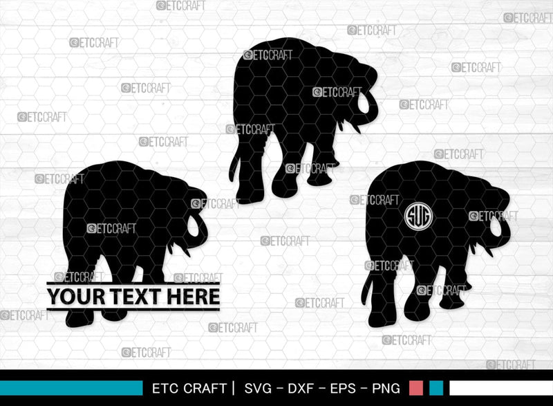 Elephant Monogram, Elephant Silhouette, Elephant SVG, Safari Animal Svg ...
