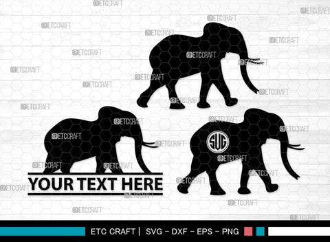 Elephant Monogram, Elephant Silhouette, Elephant SVG, Safari Animal Svg, Baby Elephant Svg, Wildlife Svg, SB00260 SVG ETC Craft 
