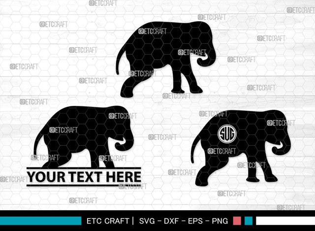 Elephant Monogram, Elephant Silhouette, Elephant SVG, Safari Animal Svg, Baby Elephant Svg, Wildlife Svg, SB00260 SVG ETC Craft 