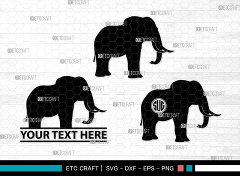 Elephant Monogram, Elephant Silhouette, Elephant SVG, Safari Animal Svg, Baby Elephant Svg, Wildlife Svg, SB00260 SVG ETC Craft 
