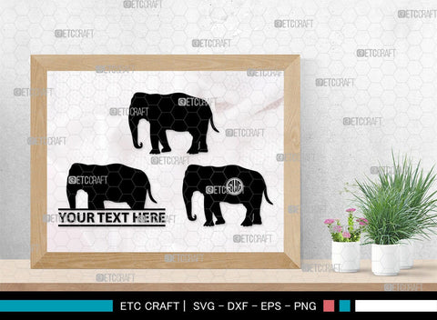 Elephant Monogram, Elephant Silhouette, Elephant SVG, Safari Animal Svg, Baby Elephant Svg, Wildlife Svg, SB00260 SVG ETC Craft 