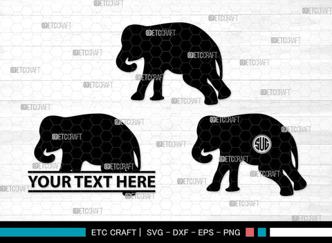 Elephant Monogram, Elephant Silhouette, Elephant SVG, Safari Animal Svg, Baby Elephant Svg, Wildlife Svg, SB00260 SVG ETC Craft 