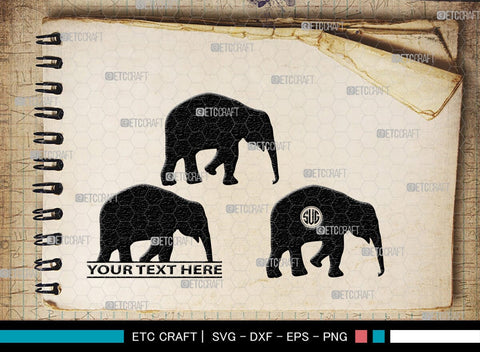 Elephant Monogram, Elephant Silhouette, Elephant SVG, Safari Animal Svg, Baby Elephant Svg, Wildlife Svg, SB00260 SVG ETC Craft 