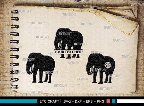 Elephant Monogram, Elephant Silhouette, Elephant SVG, Safari Animal Svg, Baby Elephant Svg, Wildlife Svg, SB00260 SVG ETC Craft 