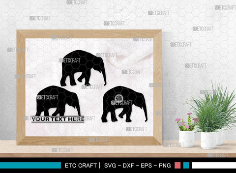 Elephant Monogram, Elephant Silhouette, Elephant SVG, Safari Animal Svg, Baby Elephant Svg, Wildlife Svg, SB00260 SVG ETC Craft 