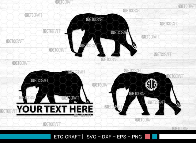 Elephant Monogram, Elephant Silhouette, Elephant SVG, Safari Animal Svg, Baby Elephant Svg, Wildlife Svg, SB00260 SVG ETC Craft 