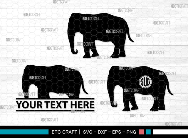 Elephant Monogram, Elephant Silhouette, Elephant SVG, Safari Animal Svg, Baby Elephant Svg, Wildlife Svg, SB00260 SVG ETC Craft 