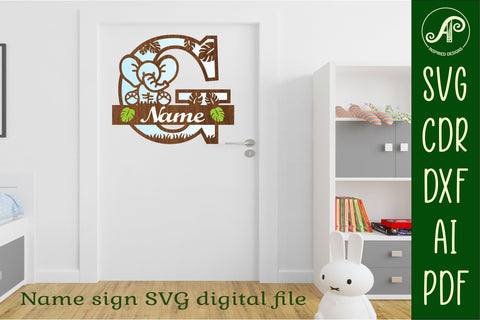 Elephant monogram letter bundle Name signs SVG 3 layer SVG APInspireddesigns 