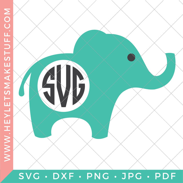 Elephant Monogram SVG Hey Let's Make Stuff 