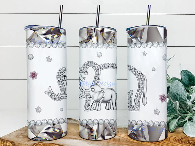 Elephant Motherhood Jewelry tumbler PNG, Mother's Day 20oz Skinny Design Sublimation Sublimation iStyleDesign 