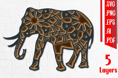 Elephant Multilayer 3D Paper zafrans studio 