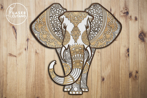 Elephant - Multilayer Laser Cut Files, Mandala, 3D Designs for Laser Cut, Cricut, CNC Machines SVG LaserCutano 