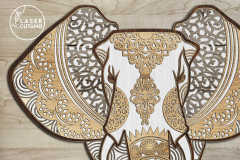 Elephant - Multilayer Laser Cut Files, Mandala, 3D Designs for Laser Cut, Cricut, CNC Machines SVG LaserCutano 