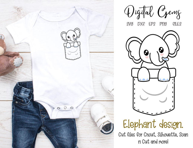 Elephant pocket design SVG / DXF / EPS / PNG files SVG Digital Gems 