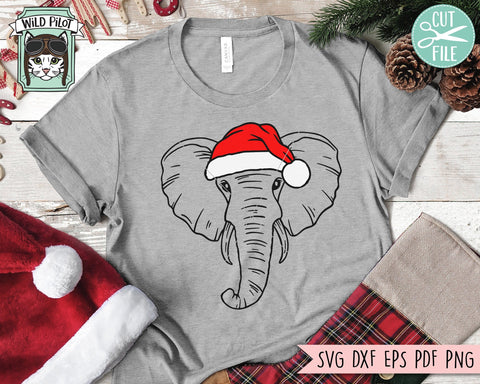 Elephant Santa hat svg file, Elephant with Hat svg, Christmas svg file, Elephant svg, Christmas cut file, Christmas Animals svg file SVG Wild Pilot 