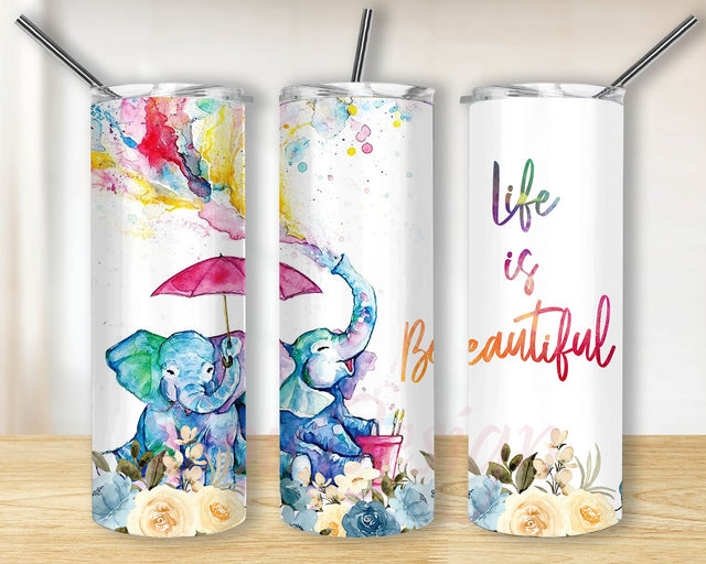 Elephant Sublimation Design, Elephant PNG Wrap 20oz Skinny Sublimation Straight & Tapered Tumbler Design Download Sublimation BouDesign 