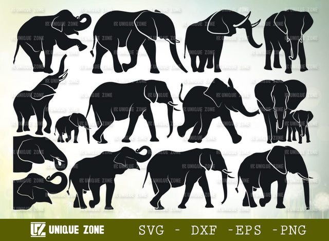 Elephant SVG Bundle, Animal Svg, Mom and Baby Elephant Svg, Elephant Head Svg, Safari Animal Svg, Wildlife Svg SVG Unique Zone 
