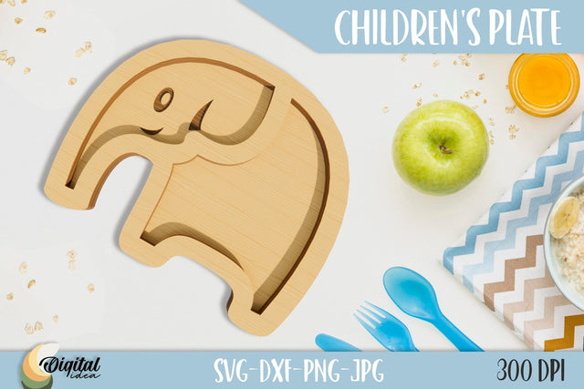 Elephant SVG. Children's Plate Laser Cut. 3D Funny Design. SVG Evgenyia Guschina 