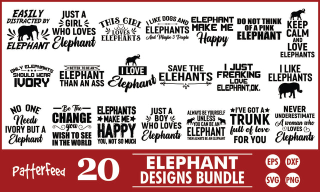 Elephant SVG Designs Bundle SVG PatternFeed8 
