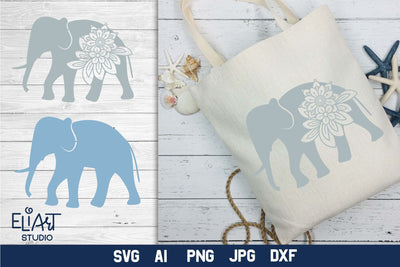 Elephant SVG, Elephant Silhouette PNG, Floral Animal T-shirt Design. SVG Elinorka 