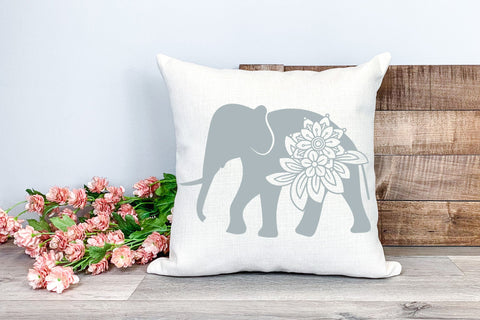 Elephant SVG, Elephant Silhouette PNG, Floral Animal T-shirt Design. SVG Elinorka 