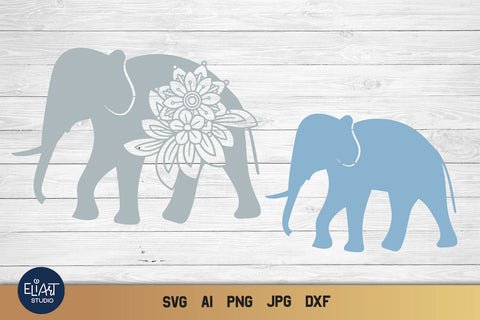 Elephant SVG, Elephant Silhouette PNG, Floral Animal T-shirt Design. SVG Elinorka 