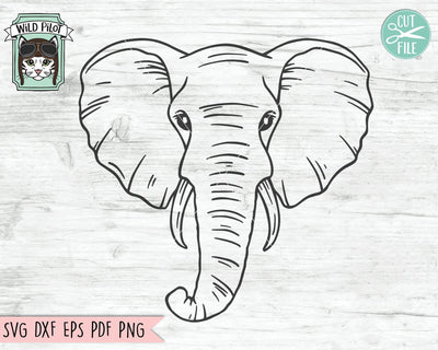 Elephant svg file, Elephant cut file, Animal Face, Elephant Face svg, Animal svg file, Animal Face svg, African Animals svg, Wild Animals svg, Safari svg SVG Wild Pilot 