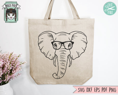 Elephant svg file, Elephant with Glasses svg, Elephant cut file, Animal Face svg, Cute Boy Elephant svg, Cute Elephant Face svg, Eyeglasses svg SVG Wild Pilot 