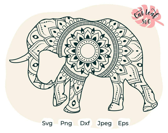 Elephant svg, mandala svg, zentangle svg, mandala monogram svg, mandala decal, flower svg, floral svg, yoga svg SVG CutLeafSvg 