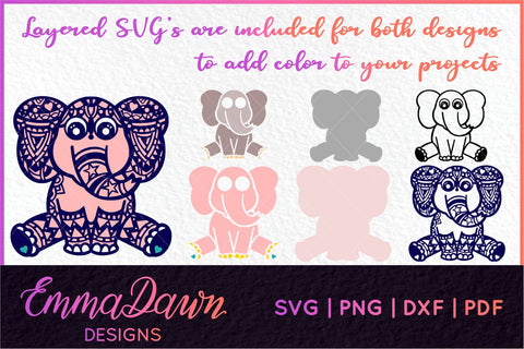 Elephant SVG | Zentangle Elephant Cut File SVG Emma Dawn Designs 