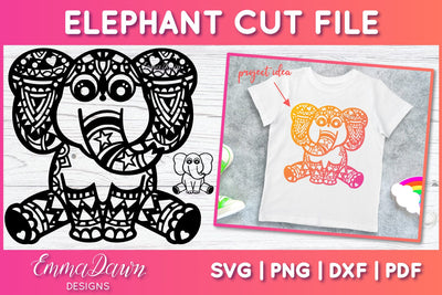 Elephant SVG | Zentangle Elephant Cut File SVG Emma Dawn Designs 