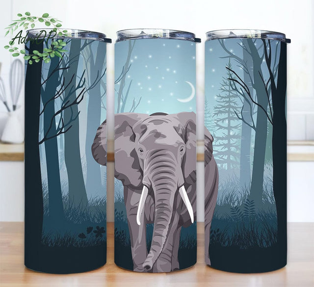 Elephant Tumbler 20 oz Skinny Tumbler, Wild Elephant In The Forest, Sublimation Tumbler, Wild Animal Tumbler Sublimation AdriOP 