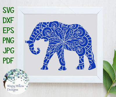 Elephant Zentangle SVG Wispy Willow Designs 