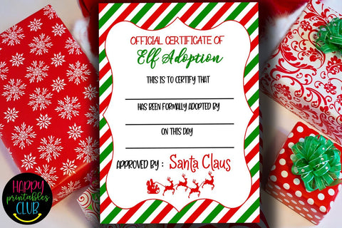 Elf Adoption Certificate Printable- Elf Adoption Template SVG Happy Printables Club 