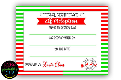 Elf Adoption Certificate Printable- Elf Adoption Template SVG Happy Printables Club 