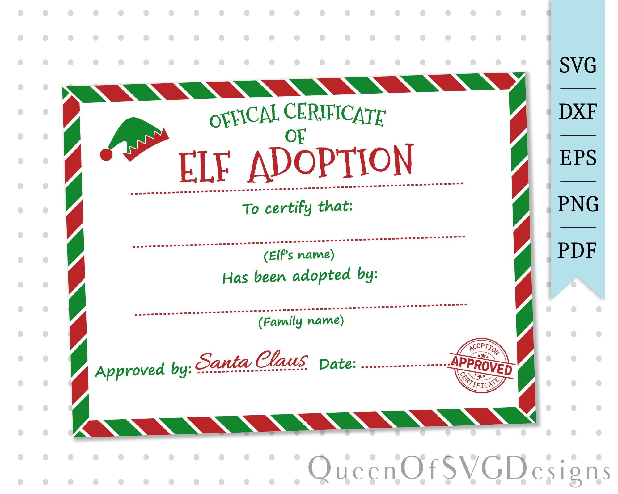 Elf Adoption Certificate SVG DXF EPS PNG PDF - So Fontsy