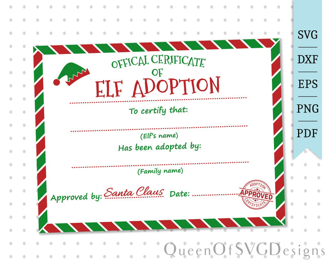 Elf Adoption Certificate SVG DXF EPS PNG PDF SVG QueenOfSVGDesigns 