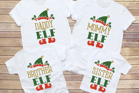 Elf Family Matching Shirts Bundle - SVG, PNG, DXF, EPS SVG Elsie Loves Design 