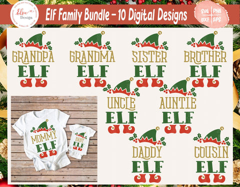 Elf Family Matching Shirts Bundle - SVG, PNG, DXF, EPS SVG Elsie Loves Design 
