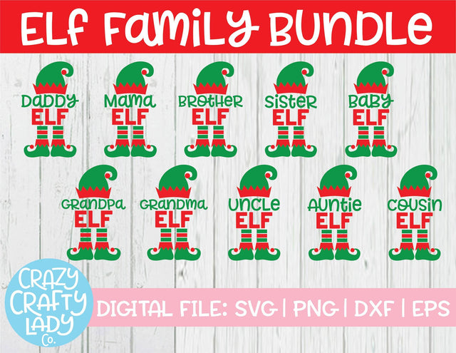 Elf Family SVG Cut File Bundle SVG Crazy Crafty Lady Co. 