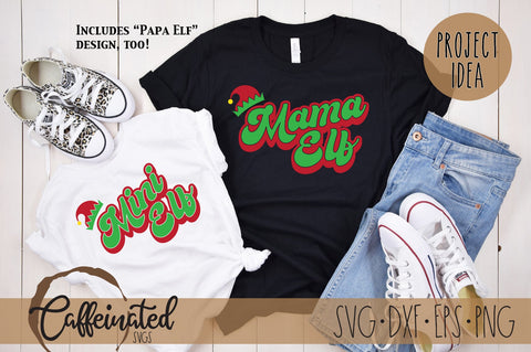Elf Family SVG, Mama Elf, Papa Elf, Mini Elf SVG Caffeinated SVGs 