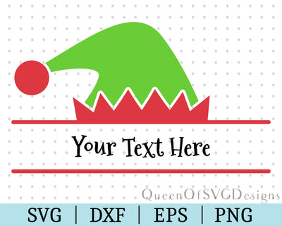 Elf Hat Split Monogram SVG DXF EPS PNG SVG QueenOfSVGDesigns 