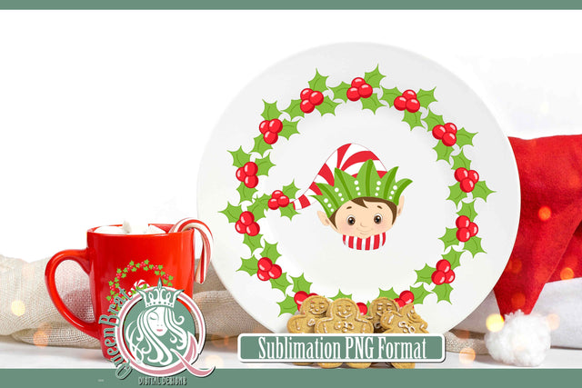 Elf Holly Wreath Sublimation Sublimation QueenBrat Digital Designs 