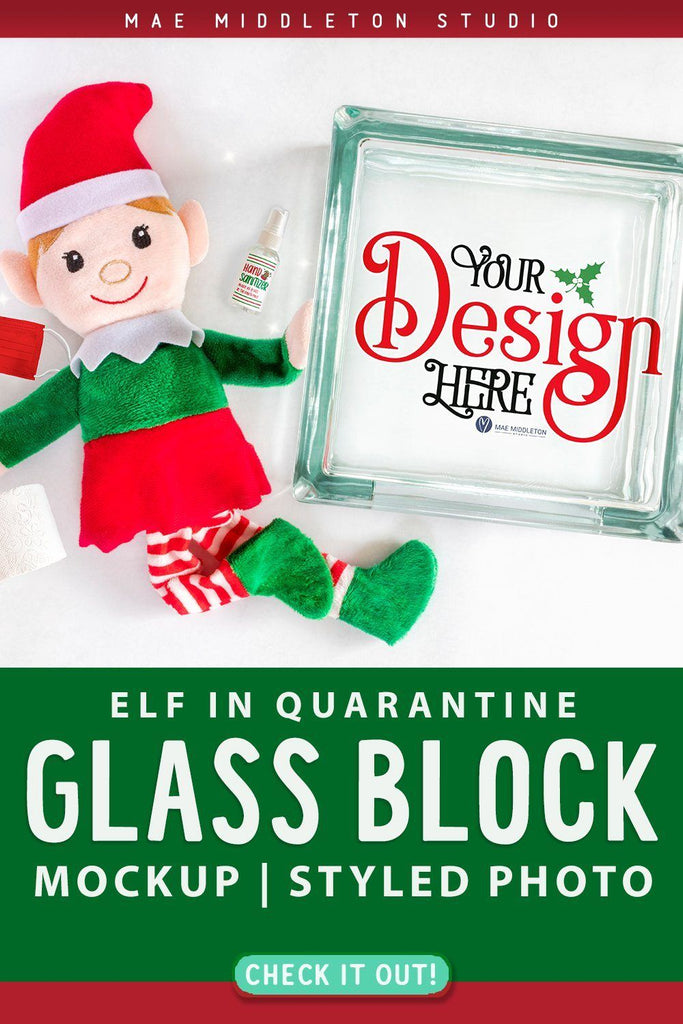 Elf in Quarantine, Isolation | Christmas Elf & Glass Block Mockup - So ...