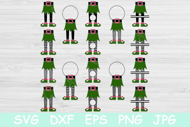 Elf Legs Svg, Elf Monogram Svg. Split Chevron,Polka Dots, and Striped Feet Cutting Files for Cricut and Silhouette. Christmas Monogram Svg. SVG TiffsCraftyCreations 