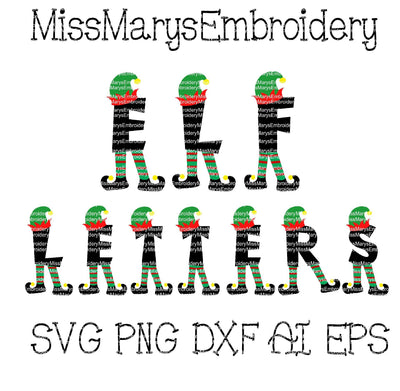 Elf Letters SVG MissMarysEmbroidery