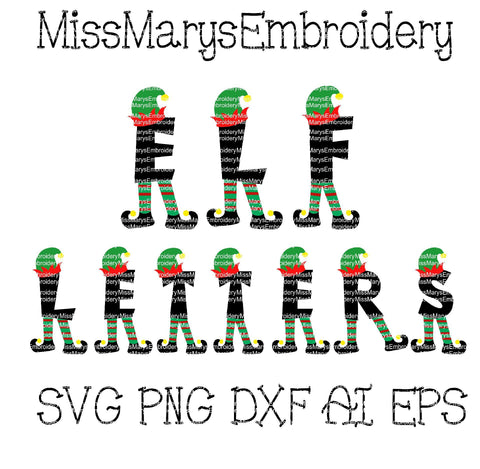 Elf Letters SVG MissMarysEmbroidery 