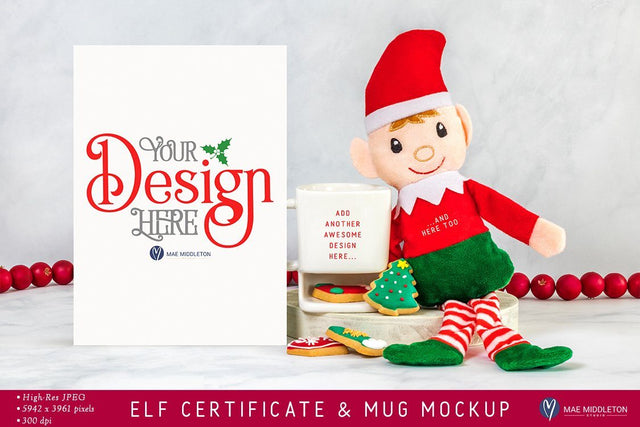 Elf, Mug, Card, Certificate | Christmas Mockup Mock Up Photo Mae Middleton Studio 