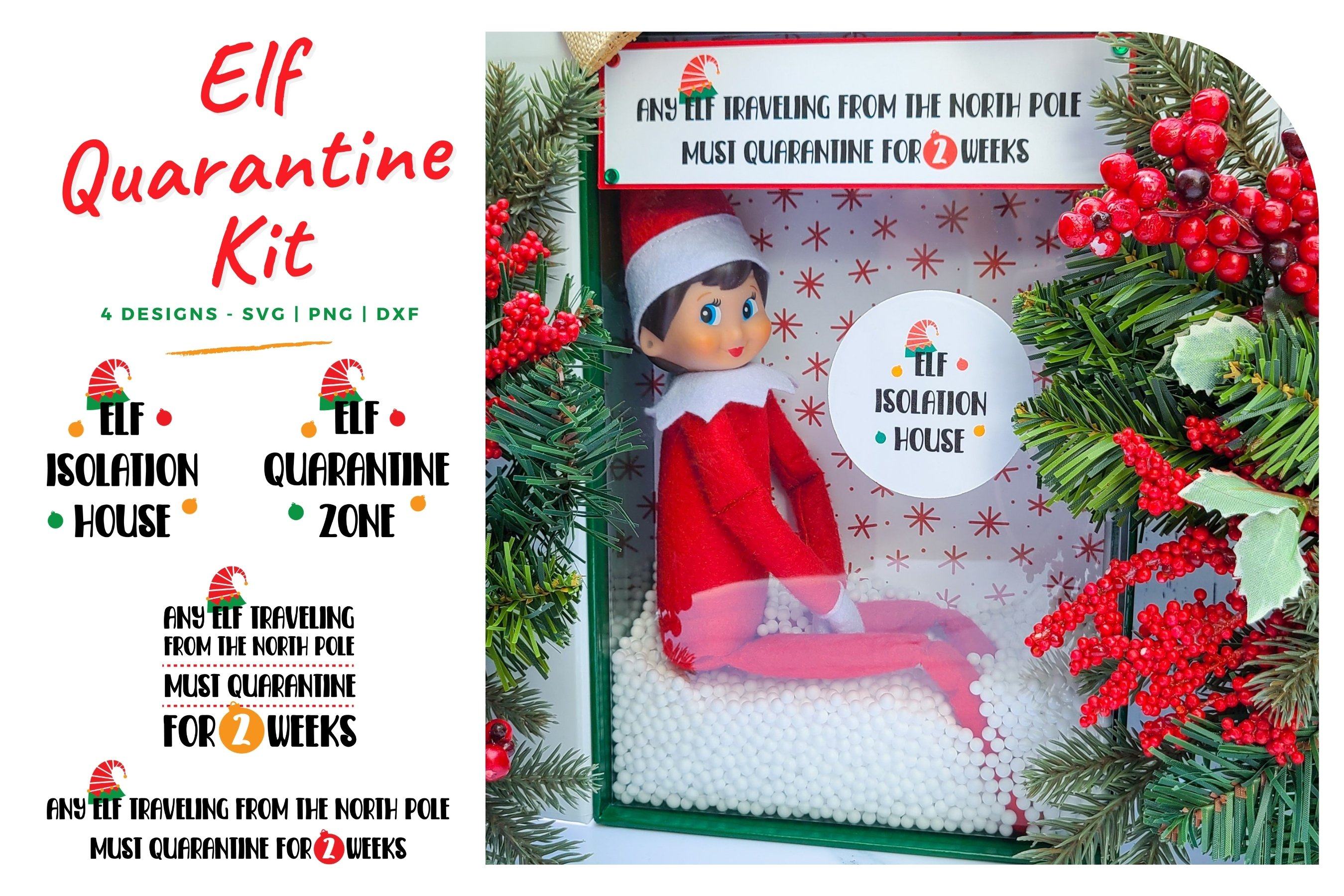 Elf Quarantine Kit Christmas SVG Designs: Elf Isolation House & Quarantine  Zone - So Fontsy