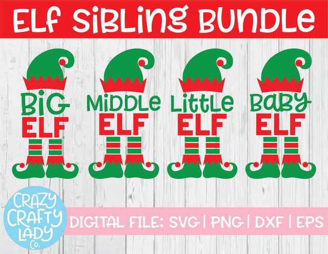 Elf Sibling SVG Cut File Bundle SVG Crazy Crafty Lady Co.